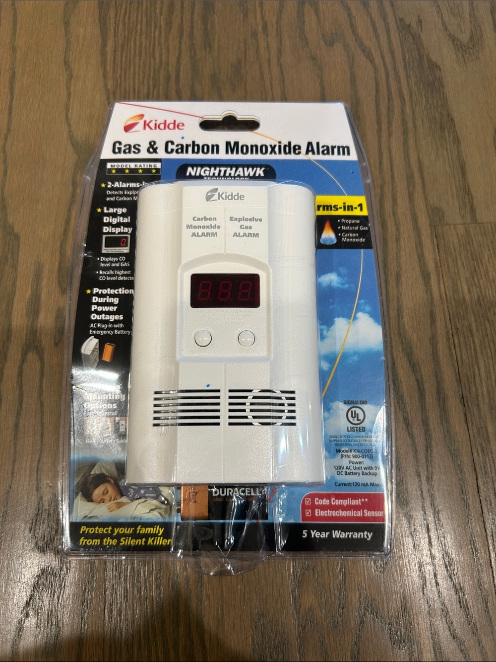 Kidde Nighthawk White Gas & Carbon Monoxide Alarm with Digital Display